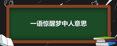 ​一语惊醒梦中人意思
