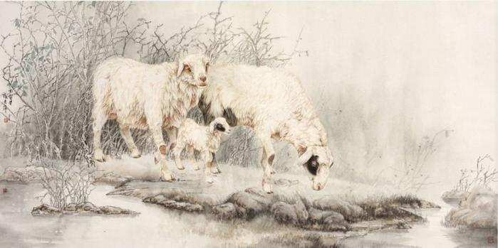 雍容华贵的美女画家张秀萍老师工笔羊技法步骤图