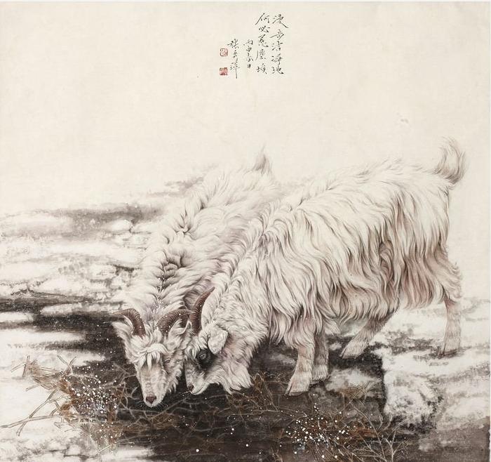 雍容华贵的美女画家张秀萍老师工笔羊技法步骤图