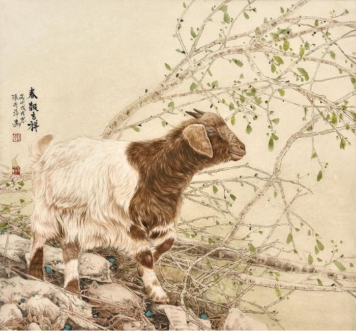 雍容华贵的美女画家张秀萍老师工笔羊技法步骤图