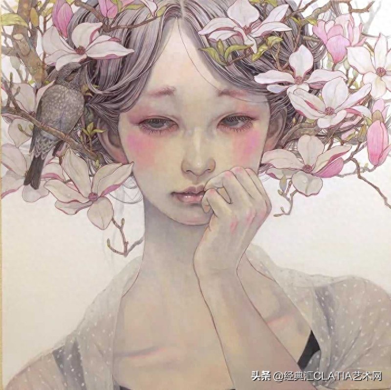 日本油画作品，简直美哭——空灵少女，风花雪月，此生长是思忆