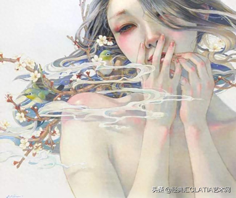 日本油画作品，简直美哭——空灵少女，风花雪月，此生长是思忆