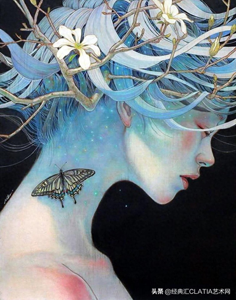 日本油画作品，简直美哭——空灵少女，风花雪月，此生长是思忆