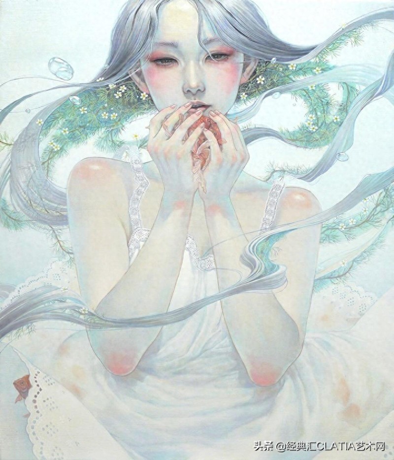 日本油画作品，简直美哭——空灵少女，风花雪月，此生长是思忆