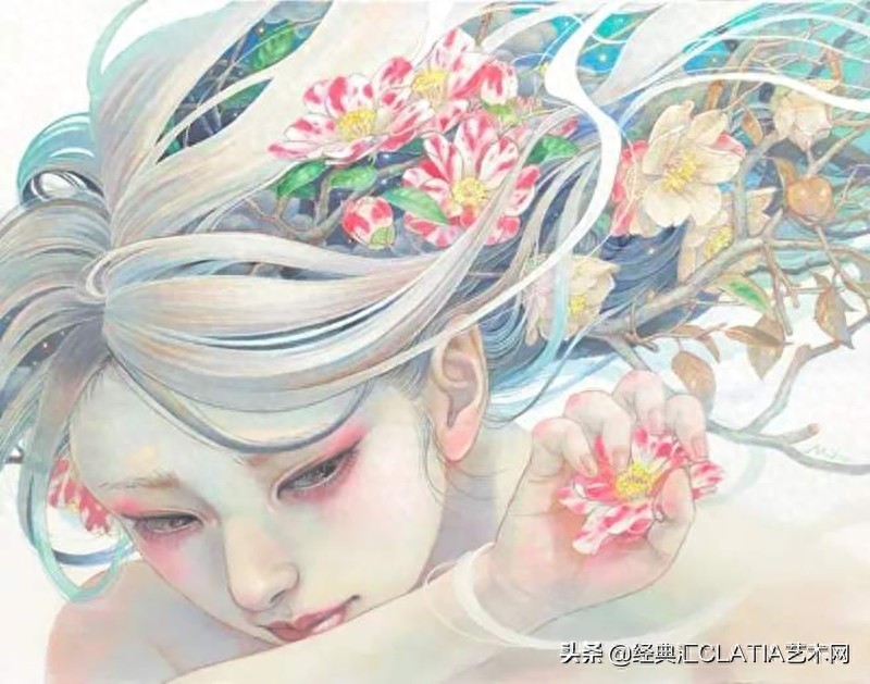 日本油画作品，简直美哭——空灵少女，风花雪月，此生长是思忆