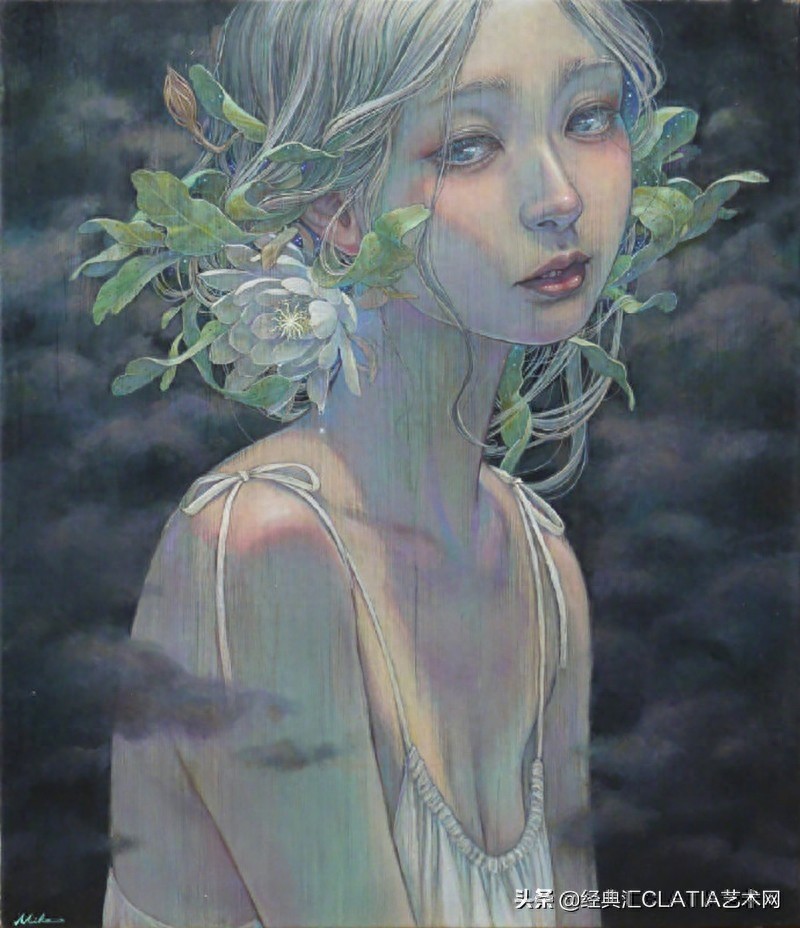 日本油画作品，简直美哭——空灵少女，风花雪月，此生长是思忆