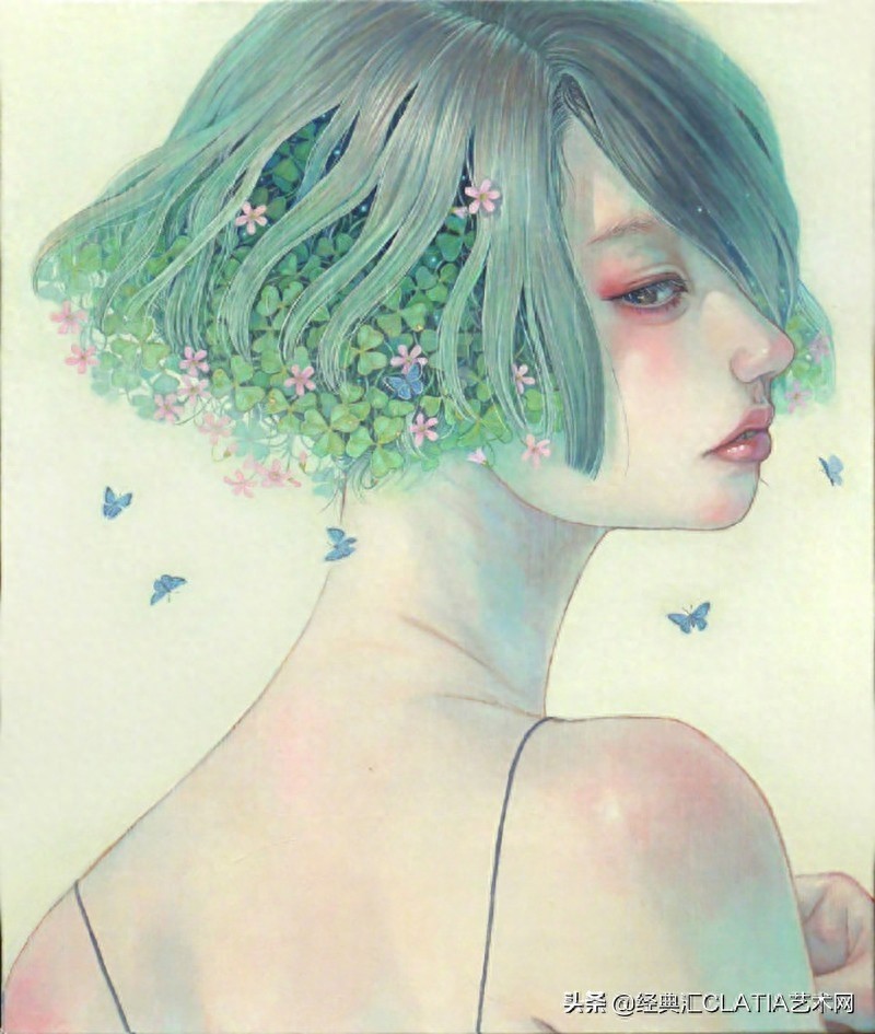 日本油画作品，简直美哭——空灵少女，风花雪月，此生长是思忆
