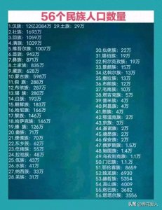 ​中国56个民族人口数量排