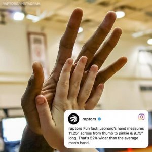 ​伦纳德训练营晒28厘米巨